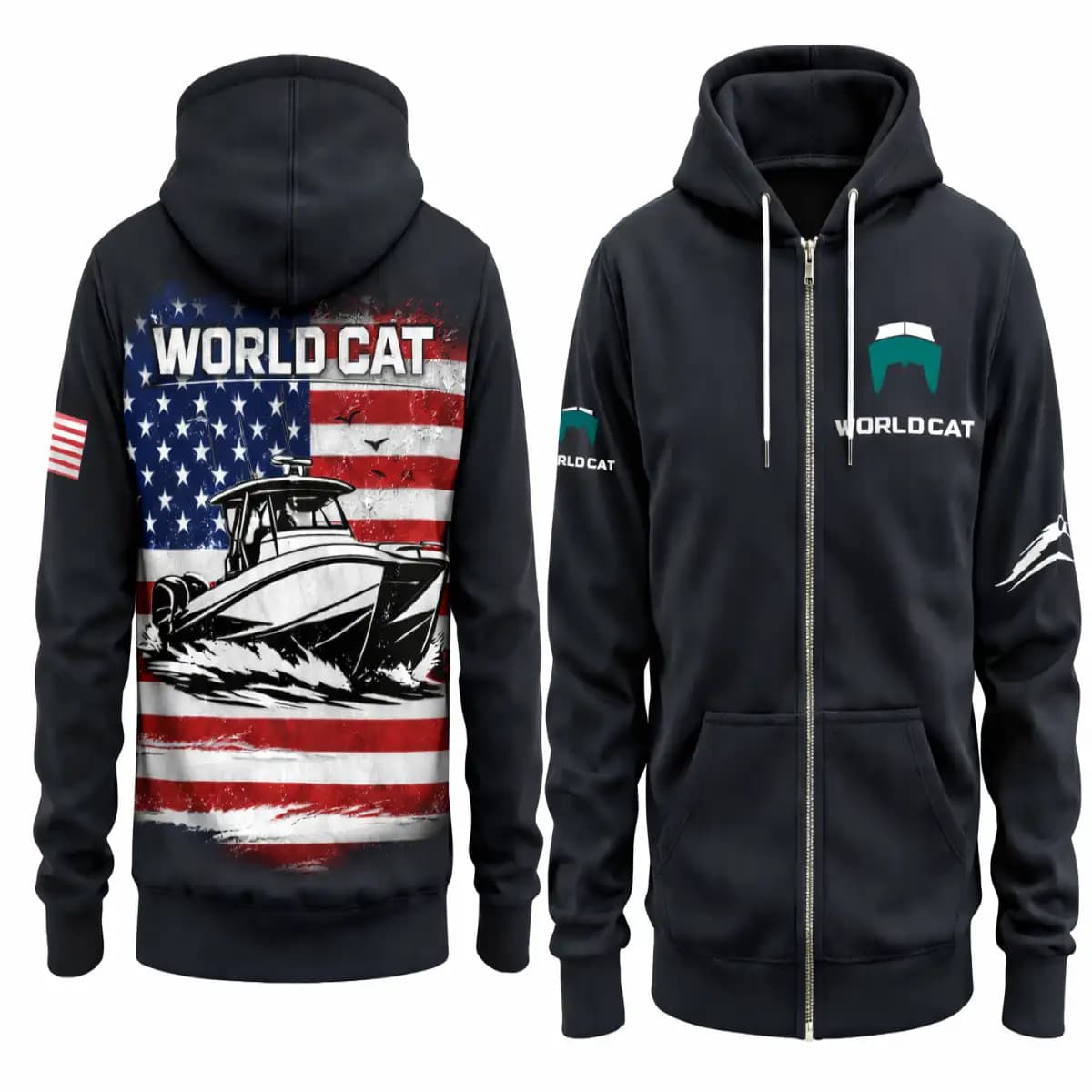 World cat usa flag - Men's Premium Hoodie