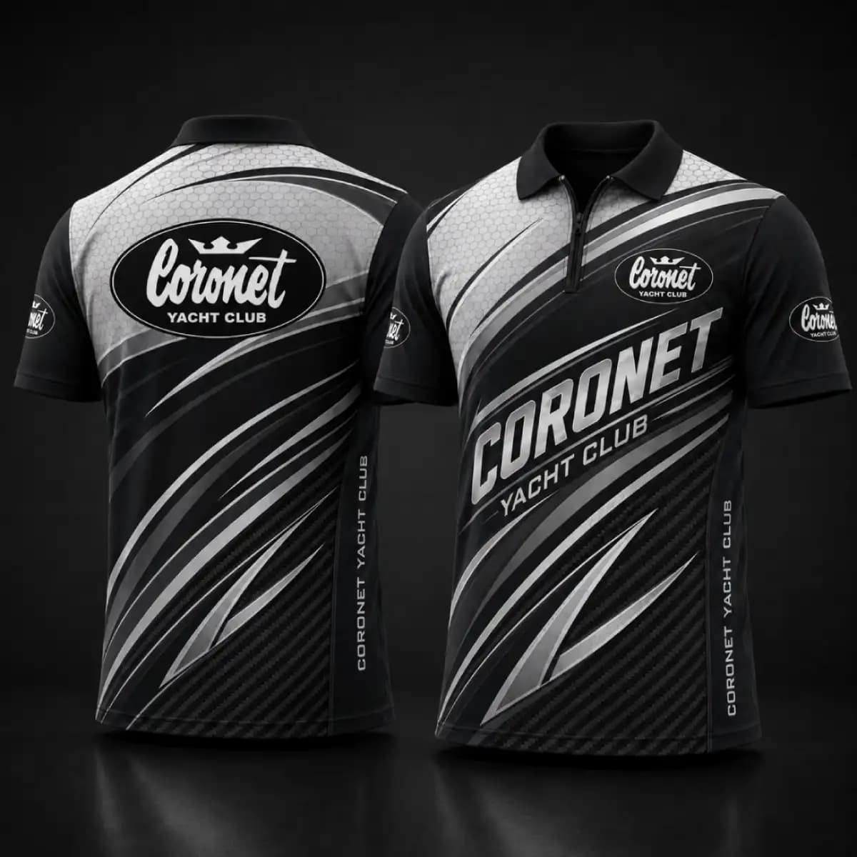 coronet 8 - Premium Unisex Zip-Up Polo T-Shirt