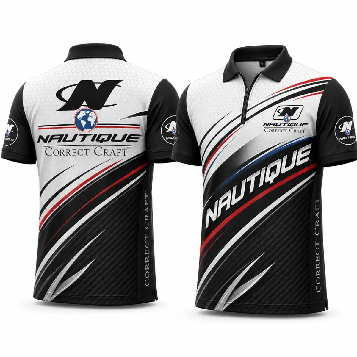 Nautique 28 - Premium Unisex Zip-Up Polo T-Shirt